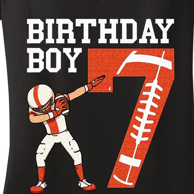 7 Years Old Boy Football Player 7th Football Birthday Women's V-Neck T-Shirt