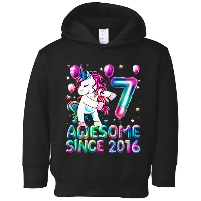 7 Years Old Unicorn Flossing 7th Birthday Girl Unicorn Party Toddler Hoodie