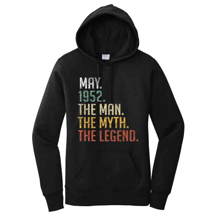 71 Year Old Gift May 1952 Man Myth Legend 71st Birthday Women's Pullover Hoodie