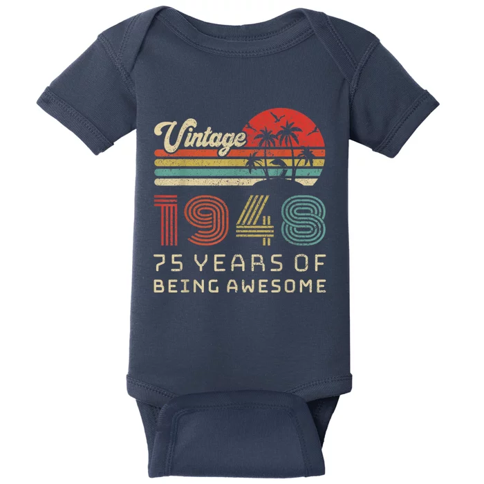 75 Year Old Birthday Present Vintage 1948 75th Birthday Present Baby Bodysuit