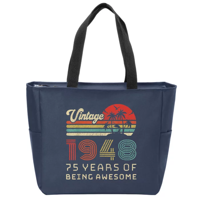 75 Year Old Birthday Present Vintage 1948 75th Birthday Present Zip Tote Bag