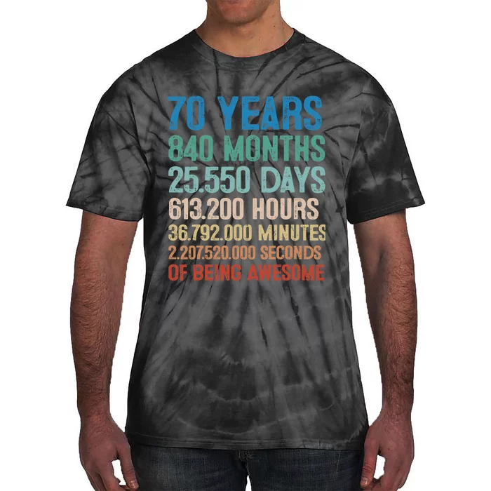 70 Year Old Gift Decorations 70th Bday Awesome 1953 Birthday Tie-Dye T-Shirt