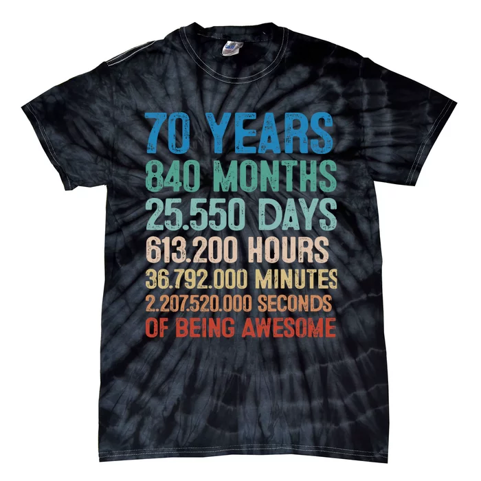 70 Year Old Gift Decorations 70th Bday Awesome 1953 Birthday Tie-Dye T-Shirt