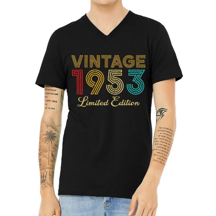 70 Years Old Vintage 1953 Limited Edition 70th Birthday V-Neck T-Shirt