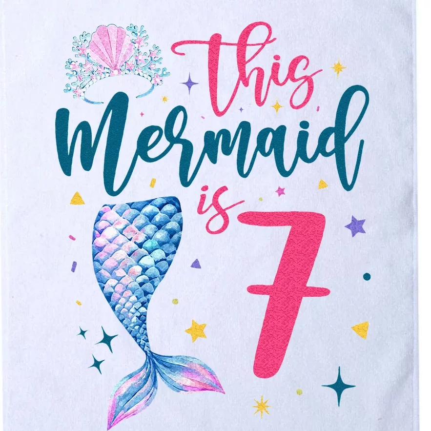 7 Year Old Mermaid Queen 7th Birthday Girl Kids Seven B Day Platinum Collection Golf Towel