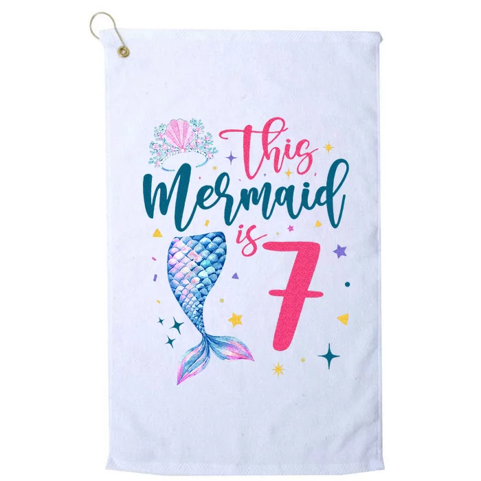 7 Year Old Mermaid Queen 7th Birthday Girl Kids Seven B Day Platinum Collection Golf Towel