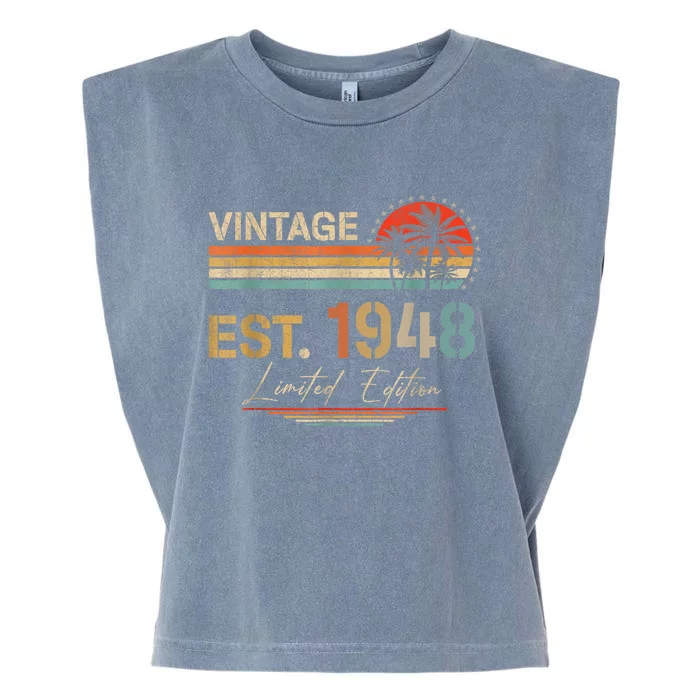 75 Years Old Gifts Born In 1948 Vintage 75th Birthday Present Retro Garment-Dyed Women's Muscle Tee