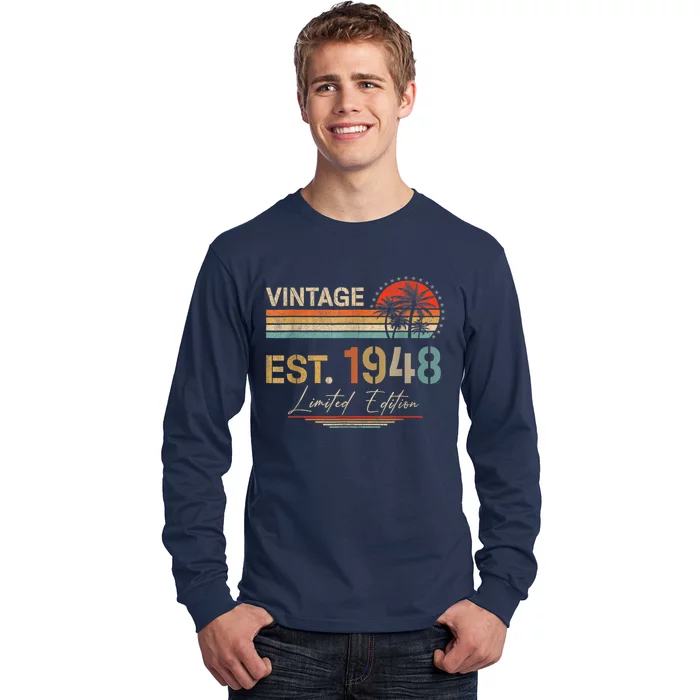 75 Years Old Gifts Born In 1948 Vintage 75th Birthday Present Retro Long Sleeve Shirt