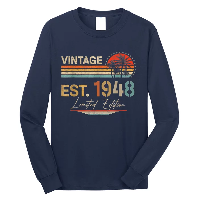 75 Years Old Gifts Born In 1948 Vintage 75th Birthday Present Retro Long Sleeve Shirt