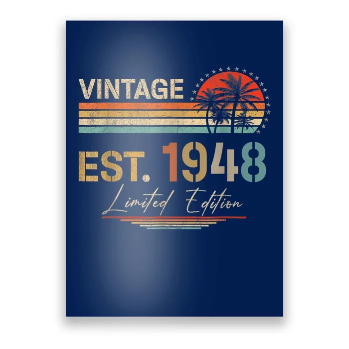 75 Years Old Gifts Born In 1948 Vintage 75th Birthday Present Retro Poster