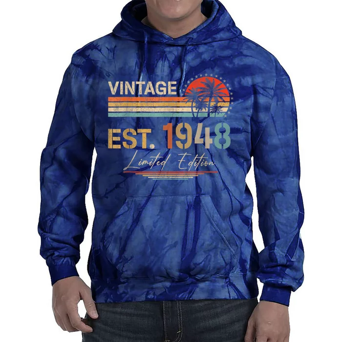 75 Years Old Gifts Born In 1948 Vintage 75th Birthday Present Retro Tie Dye Hoodie