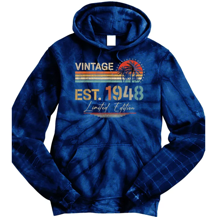 75 Years Old Gifts Born In 1948 Vintage 75th Birthday Present Retro Tie Dye Hoodie