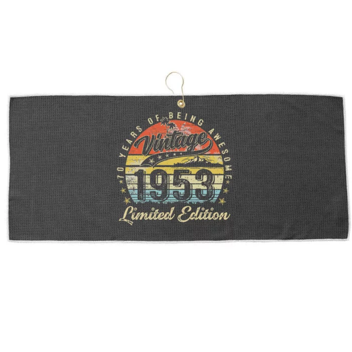 70 Year Old Gifts Vintage 1953 Limited Edition 70th Birthday Large Microfiber Waffle Golf Towel