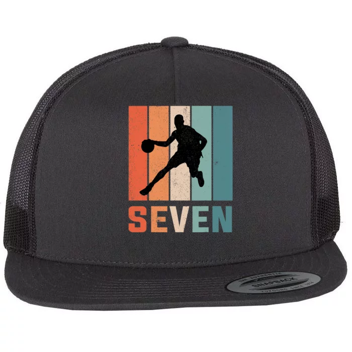 7 Years Old 7th Birthday Basketball Gift For Boys Party Flat Bill Trucker Hat