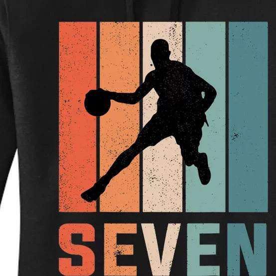 7 Years Old 7th Birthday Basketball Gift For Boys Party Women's Pullover Hoodie