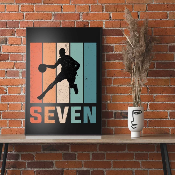 7 Years Old 7th Birthday Basketball Gift For Boys Party Poster