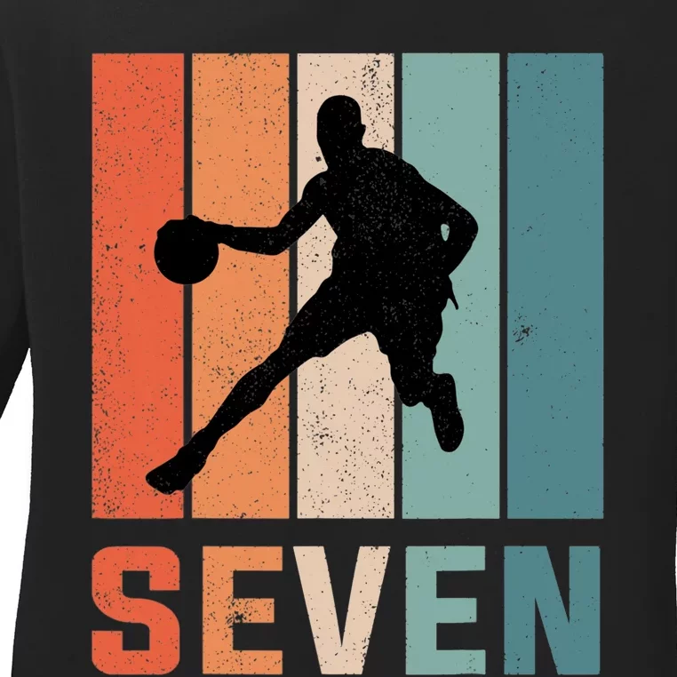 7 Years Old 7th Birthday Basketball Gift For Boys Party Ladies Long Sleeve Shirt