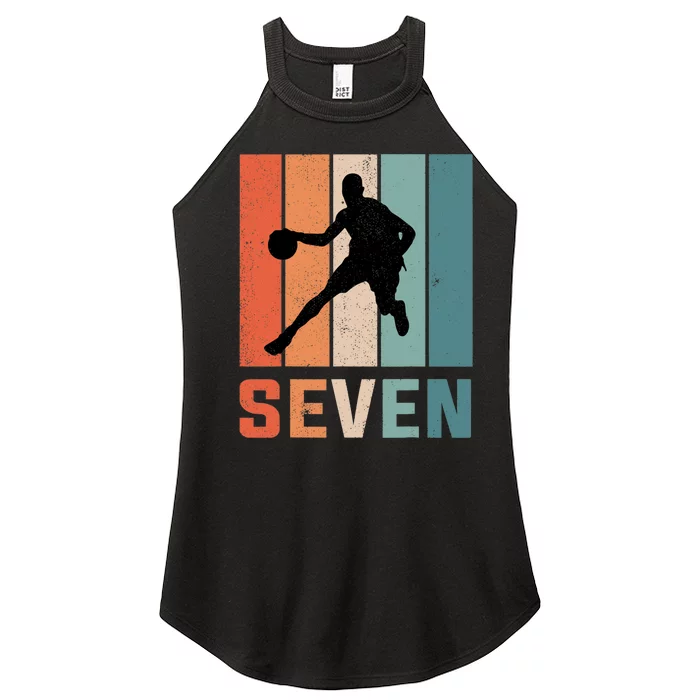 7 Years Old 7th Birthday Basketball Gift For Boys Party Women’s Perfect Tri Rocker Tank