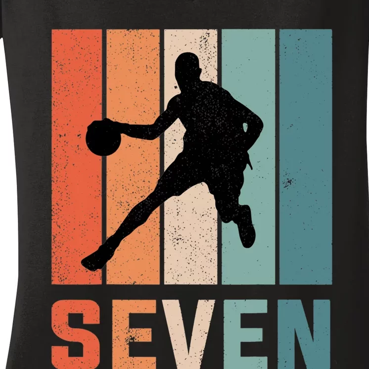 7 Years Old 7th Birthday Basketball Gift For Boys Party Women's V-Neck T-Shirt