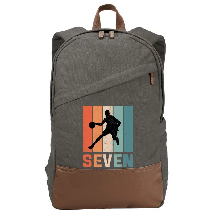 7 Years Old 7th Birthday Basketball Gift For Boys Party Cotton Canvas Backpack