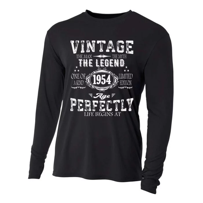 70 Year Old Vintage 1954 Man Myth Legend 70th Birthday Cooling Performance Long Sleeve Crew