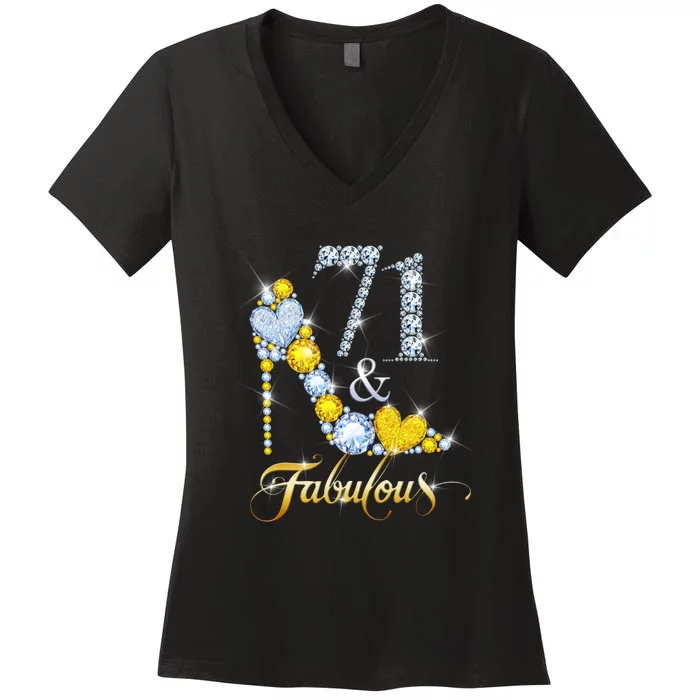 71 years old It's my Birthday 71th Birthday Diamond Crown Women's V-Neck T-Shirt