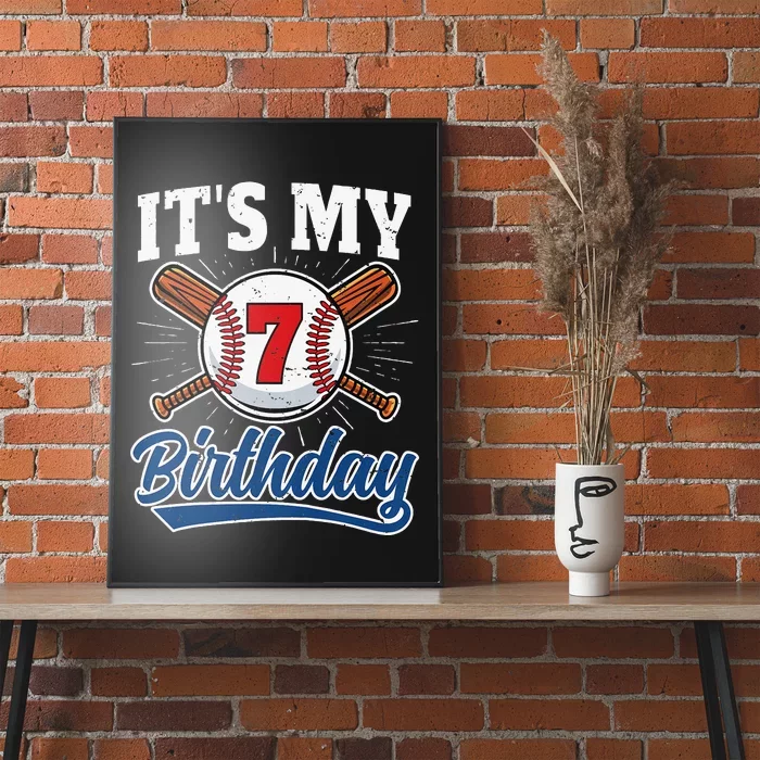 7 Years Old Baseball Player 7th Birthday Party Poster