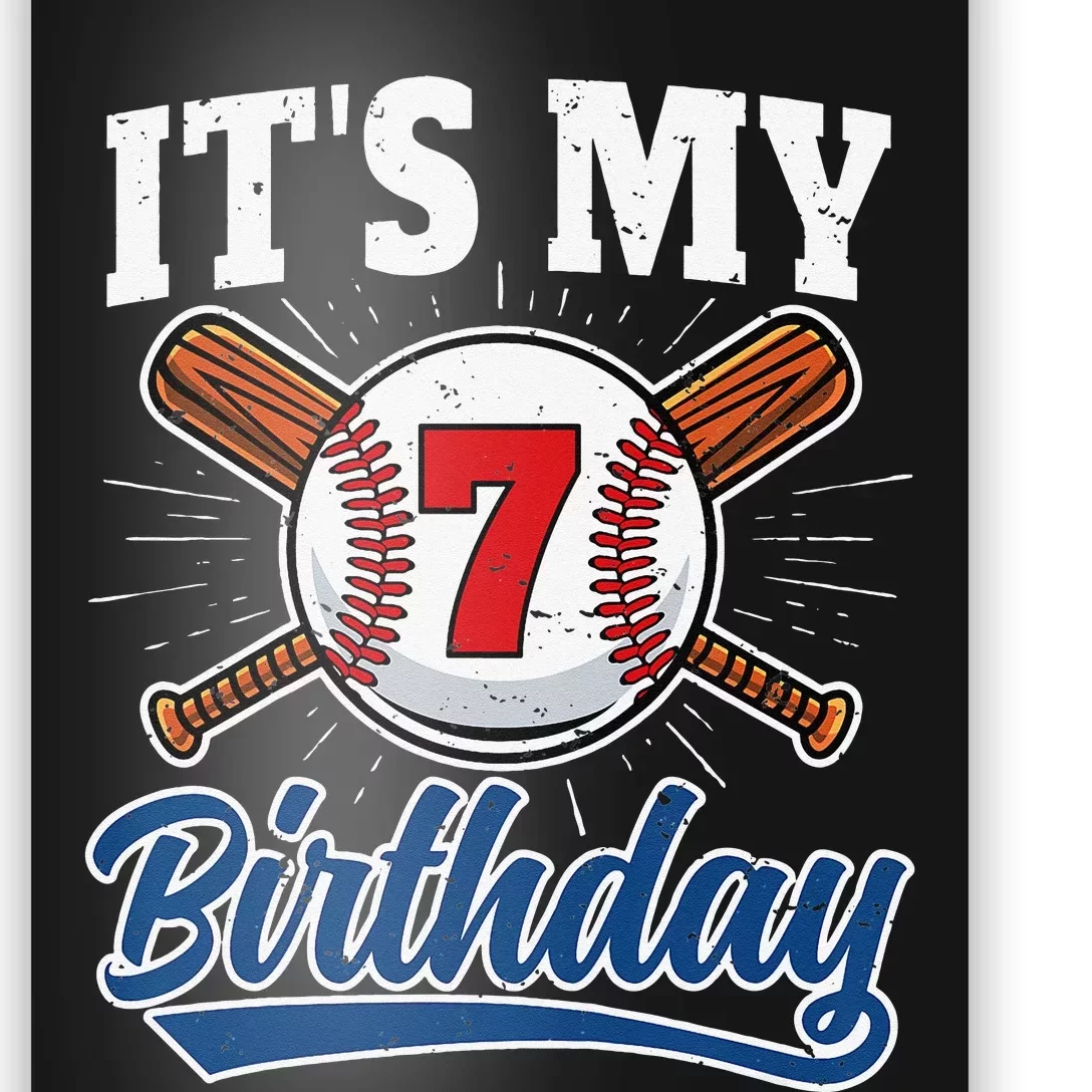 7 Years Old Baseball Player 7th Birthday Party Poster