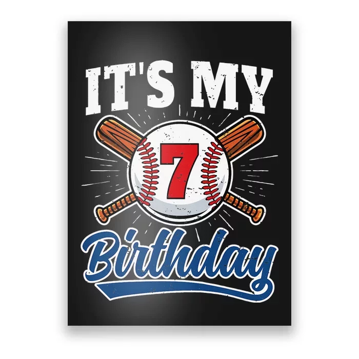 7 Years Old Baseball Player 7th Birthday Party Poster