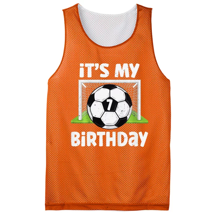 7 Years Old Soccer 7th Birthday Player Bday Party Mesh Reversible Basketball Jersey Tank