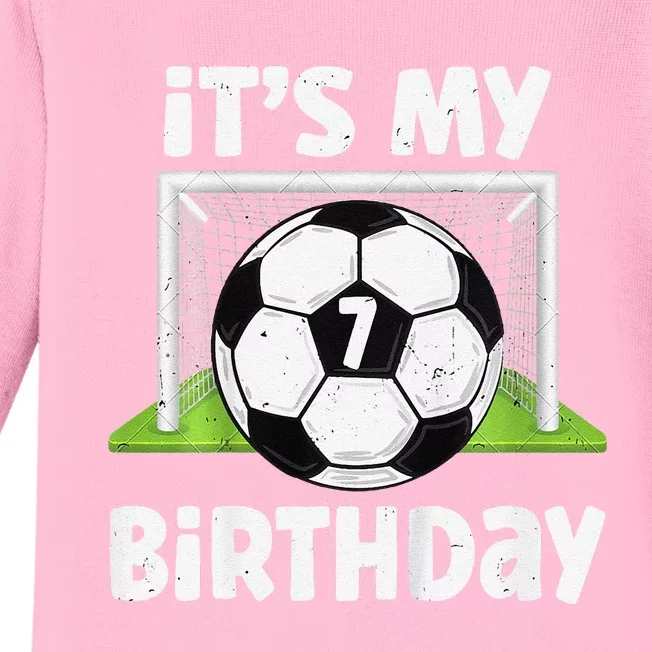 7 Years Old Soccer 7th Birthday Player Bday Party Baby Long Sleeve Bodysuit