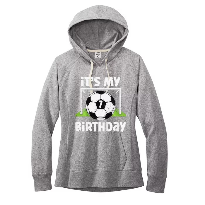 7 Years Old Soccer 7th Birthday Player Bday Party Women's Fleece Hoodie