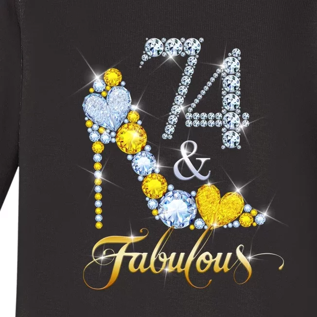 74 years old It's my Birthday 74th Birthday Diamond Crown Baby Long Sleeve Bodysuit