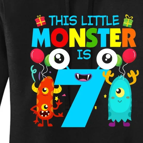 7 Year Old Gifts This Little Monster Is 7th Birthday Boy Women's Pullover Hoodie