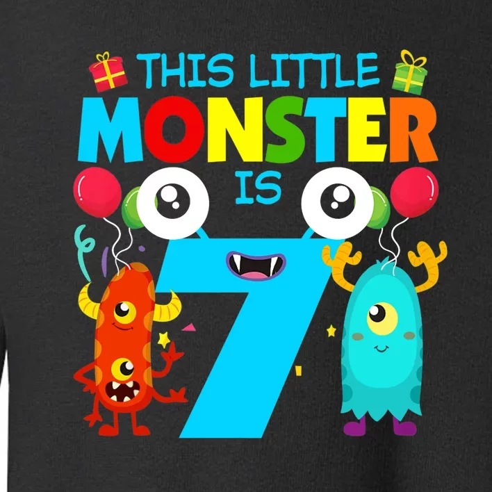 7 Year Old Gifts This Little Monster Is 7th Birthday Boy Toddler Sweatshirt