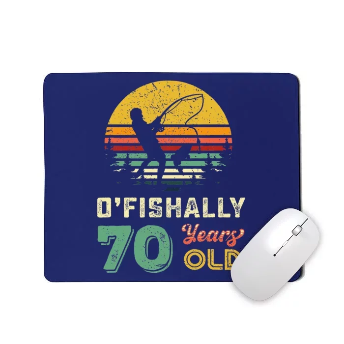 70 Years Old Seventy Grandpa Fish 70th Birthday Fishing Gift Mousepad