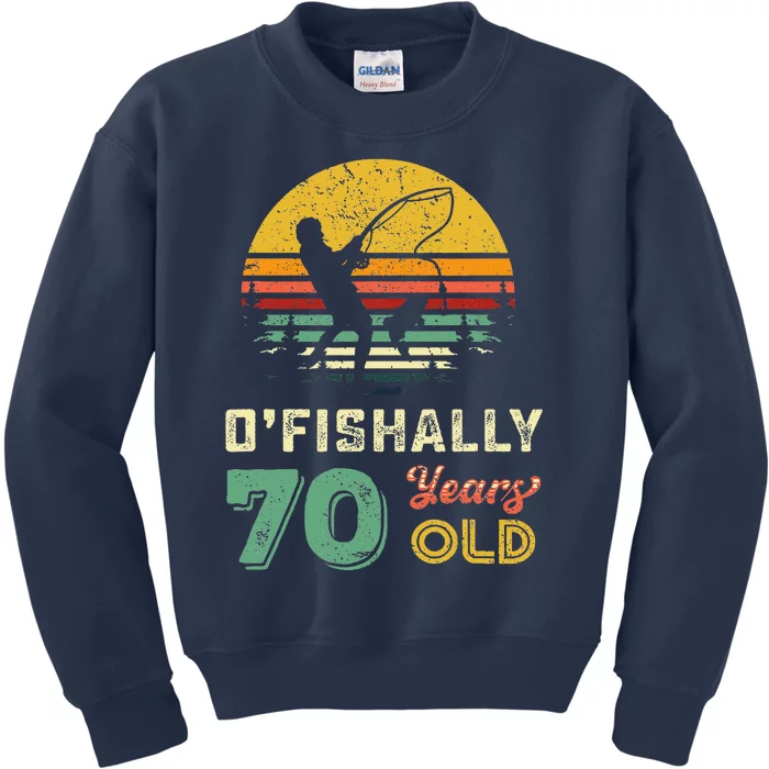 70 Years Old Seventy Grandpa Fish 70th Birthday Fishing Gift Kids Sweatshirt