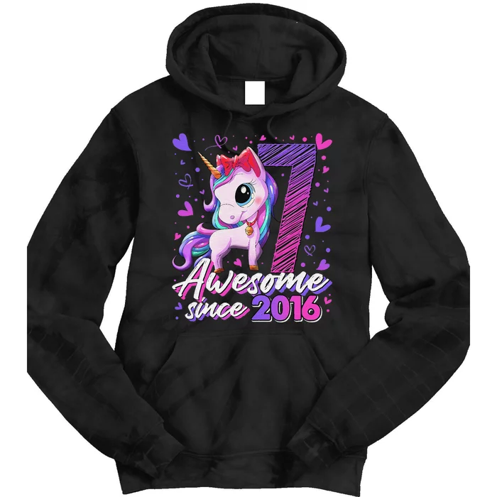 7 Year Old Gifts Girls Teens Dabbing Unicorn 7th Birthday Tie Dye Hoodie