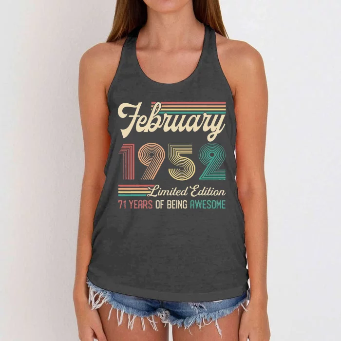 71 Years Old Gifts Vintage February 1952 71st Birthday Women's Knotted Racerback Tank