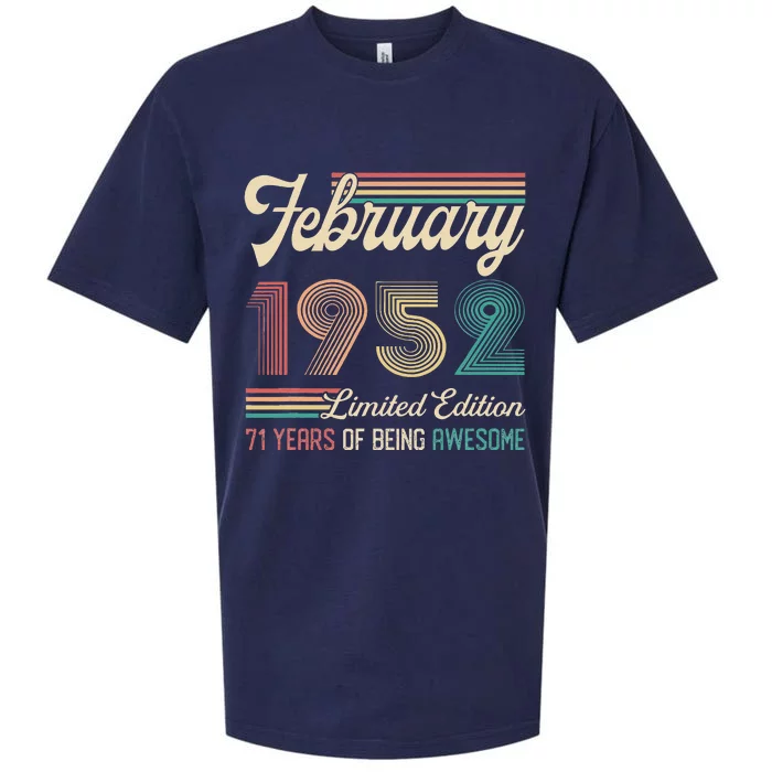 71 Years Old Gifts Vintage February 1952 71st Birthday Sueded Cloud Jersey T-Shirt