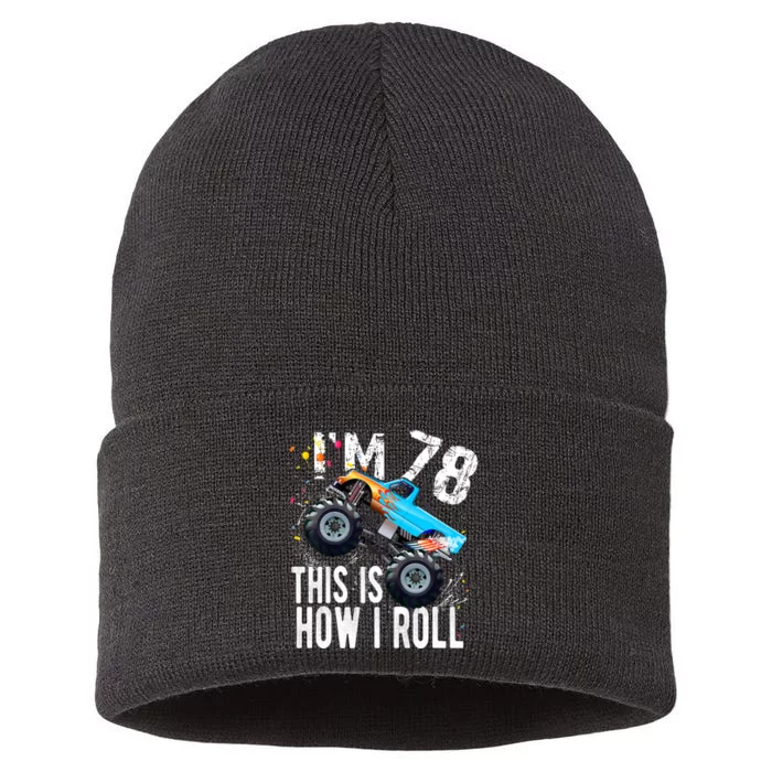 78 Year Old Gift Cool 78th Birthday Boy Gift For Monster Truck Car Lovers Sustainable Knit Beanie