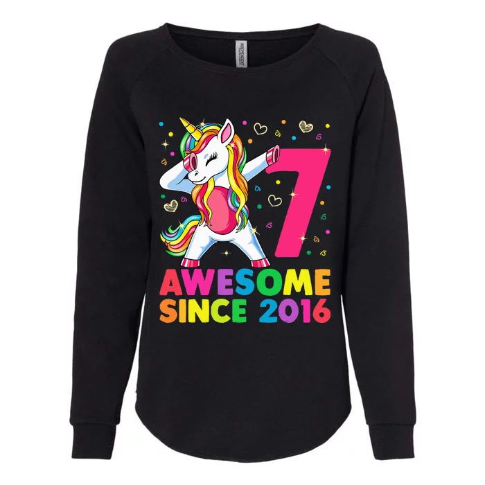 7 Years Old Unicorn Dabbing 7th Birthday Unicorn Party Womens California Wash Sweatshirt