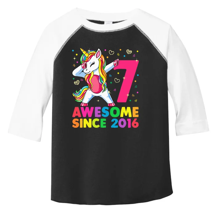 7 Years Old Unicorn Dabbing 7th Birthday Unicorn Party Toddler Fine Jersey T-Shirt