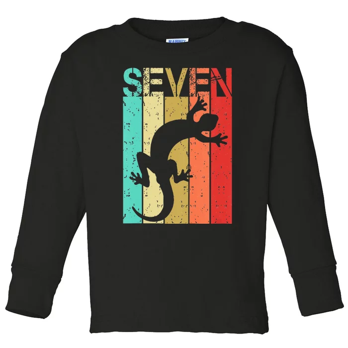 7 Year Old Lizard Reptile Birthday 7th Birthday Toddler Long Sleeve Shirt