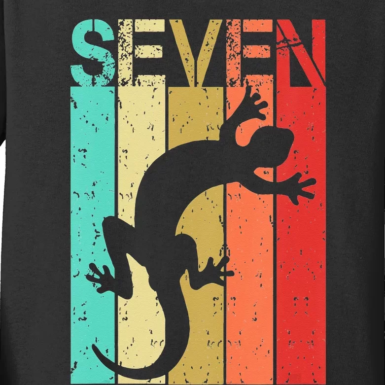 7 Year Old Lizard Reptile Birthday 7th Birthday Kids Long Sleeve Shirt