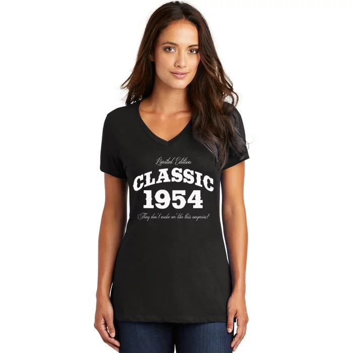 70 Year Old Vintage Classic Car 1954 70th Birthday Women's V-Neck T-Shirt