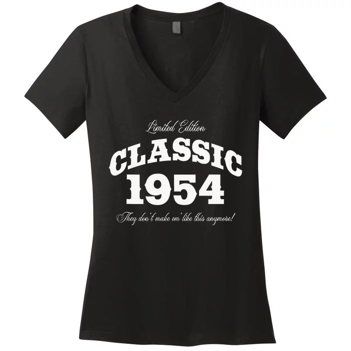 70 Year Old Vintage Classic Car 1954 70th Birthday Women's V-Neck T-Shirt