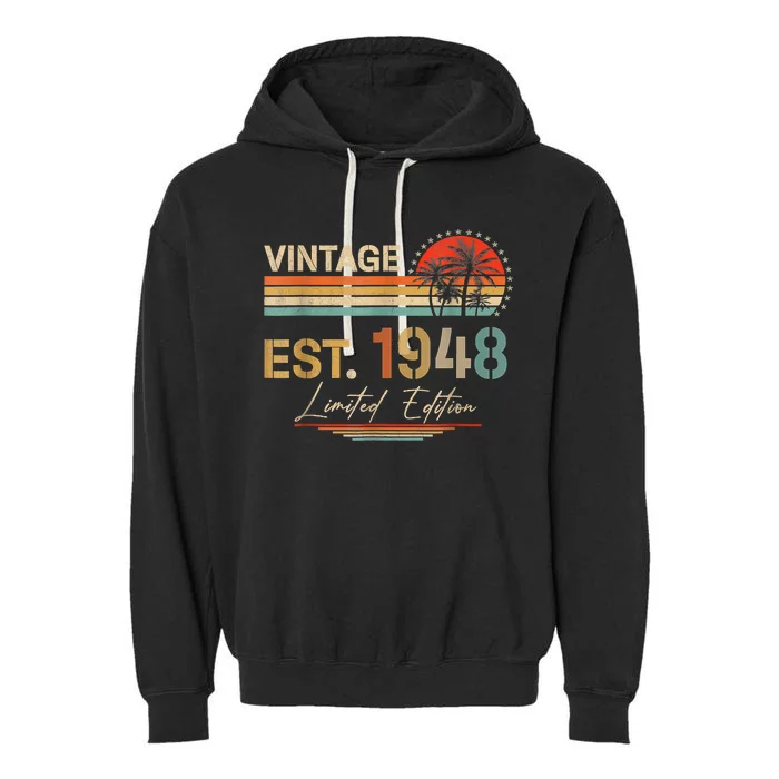 75 Years Old Gifts Born In 1948 Vintage 75th Birthday Retro Garment-Dyed Fleece Hoodie