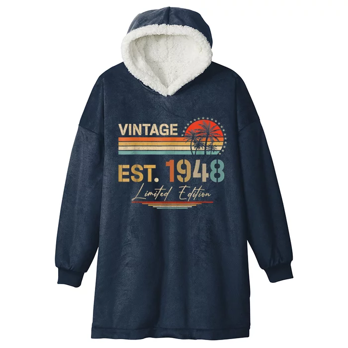 75 Years Old Gifts Born In 1948 Vintage 75th Birthday Retro Hooded Wearable Blanket