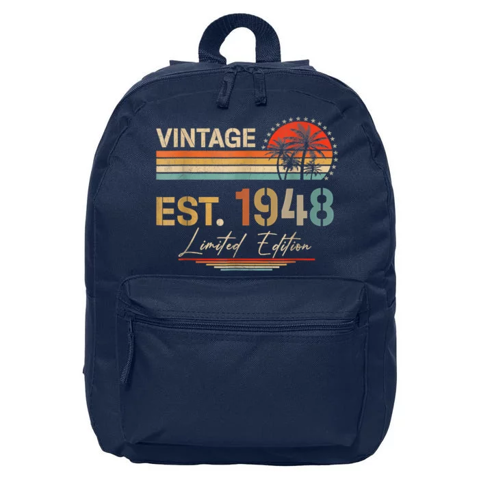 75 Years Old Gifts Born In 1948 Vintage 75th Birthday Retro 16 in Basic Backpack